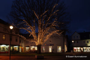 Weihnachtsbeleuchtung von Essert-Illuminationen mit LED-Lichterketten als Baumbeleuchtung in Bad Arolsen