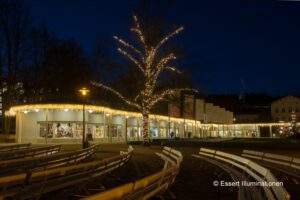 Weihnachtsbeleuchtung von Essert-Illuminationen mit LED-Lichterketten als Baumbeleuchtung der Sächsischen Staatsbäder in Bad Elster