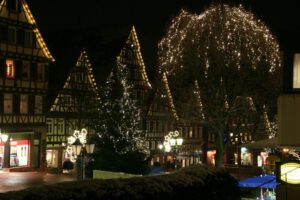Weihnachtsbeleuchtung von Essert-Illuminationen mit LED-Lichterketten als Baumbeleuchtung in Calw