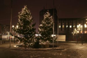 Weihnachtsbeleuchtung von Essert-Illuminationen mit LED-Lichterketten als Baumbeleuchtung in Duisburg-Meiderich