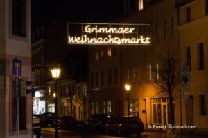 Weihnachtsbeleuchtung von Essert-Illuminationen mit LED-Lichtschlauch als Schriftzug in Grimma