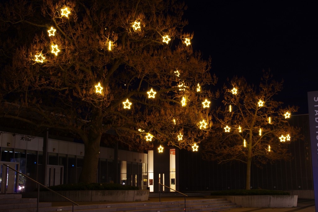 Weihnachtsbeleuchtung von Essert-Illuminationen mit LED-Lichtschlauch als Baumbeleuchtung in Heilbronn