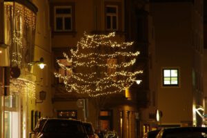 Weihnachtsbeleuchtung von Essert-Illuminationen mit LED-Lichterketten als Baumbeleuchtung in Ingolstadt