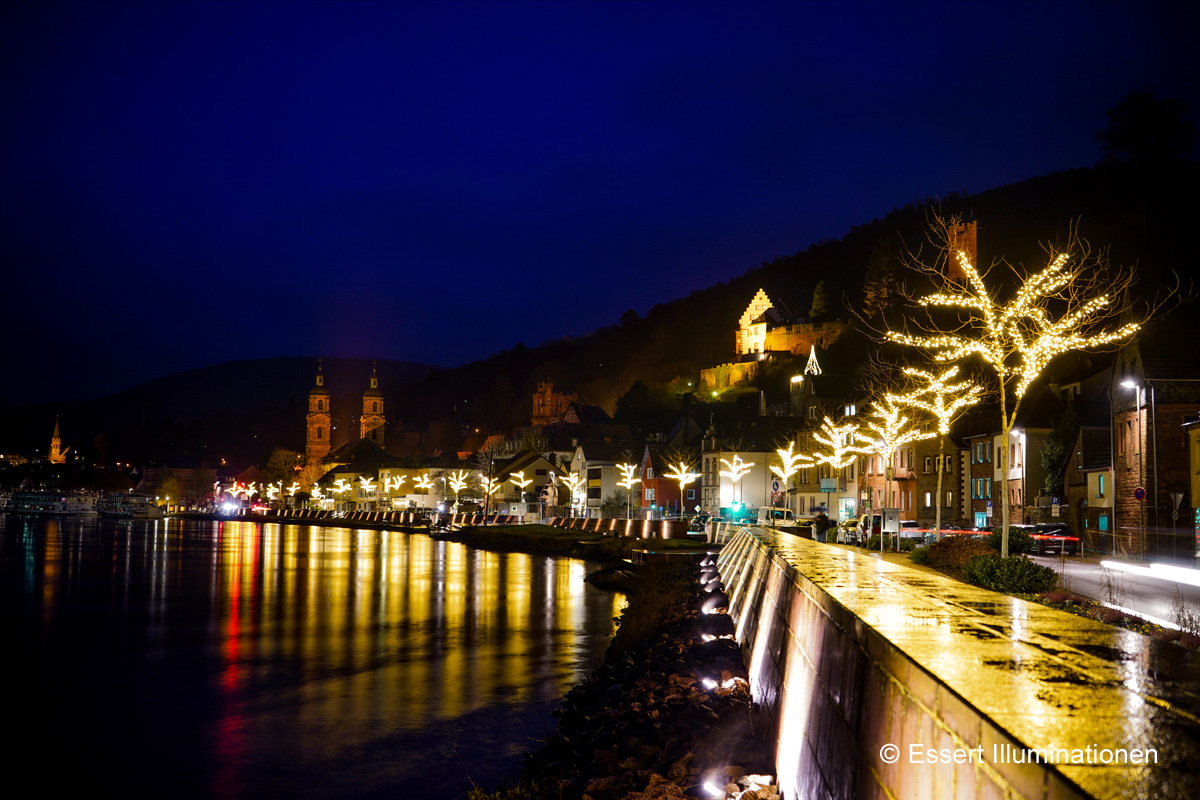 Weihnachtsbeleuchtung von Essert-Illuminationen mit LED-Lichterketten als Baumbeleuchtung in Miltenberg