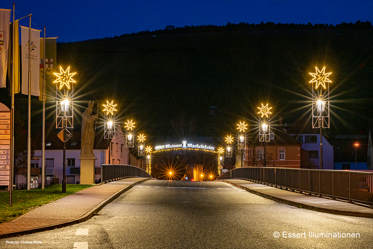 Weihnachtsbeleuchtung von Essert-Illuminationen mit Laternenbeleuchtung in Markelsheim